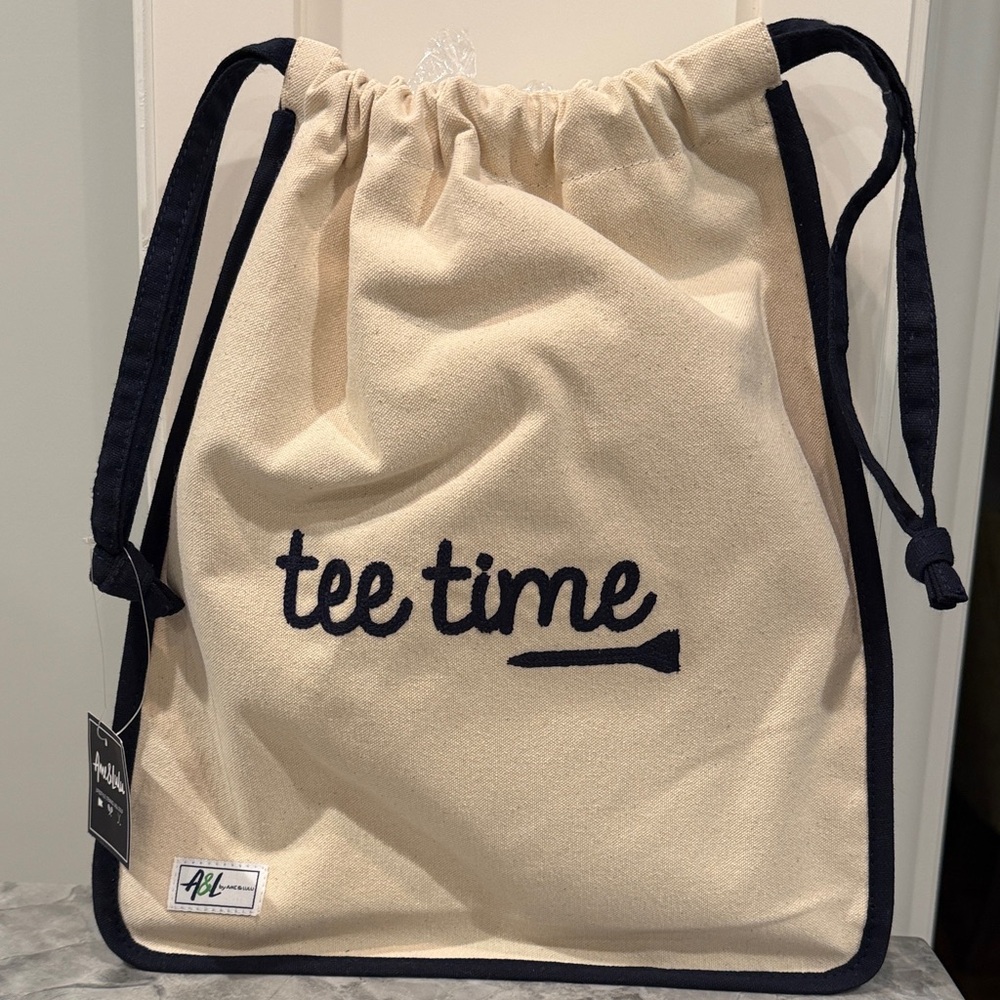 New With Tags Ame & LuLu Canvas Drawstring Golf Shoe Bag